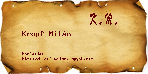 Kropf Milán névjegykártya
