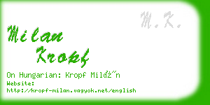 milan kropf business card